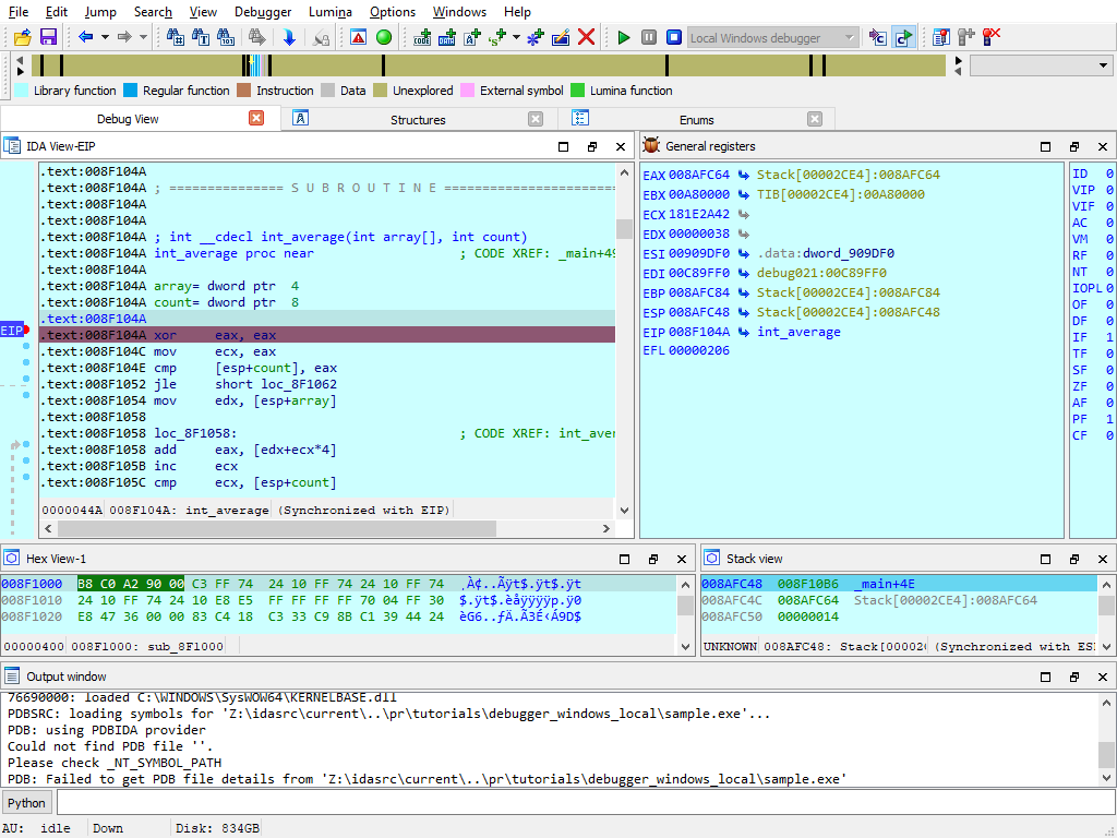 start debugger