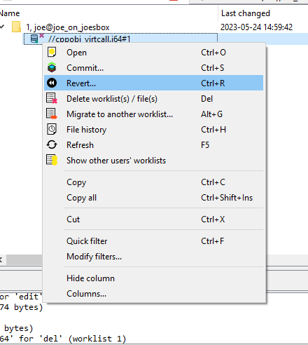 Reverting a file