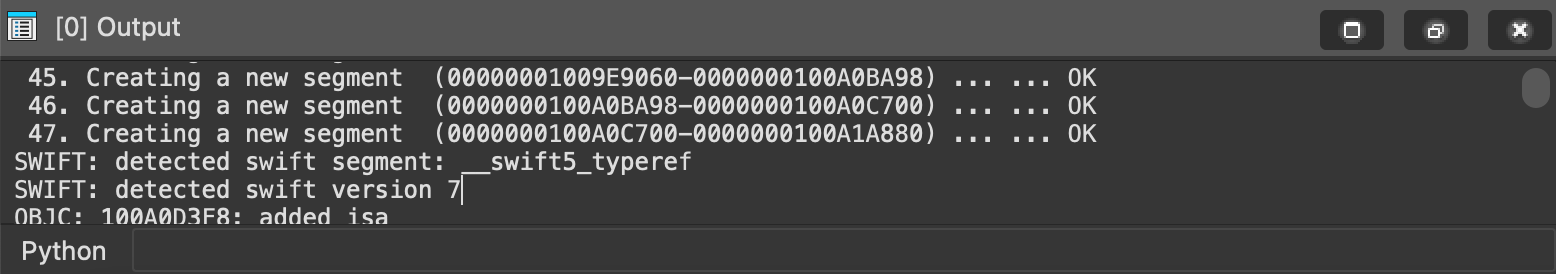 Output window
